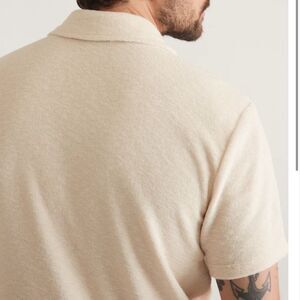 Marine Layer Terry Out Stripe Polo in Fog Sunset Stripe Size L for men’s